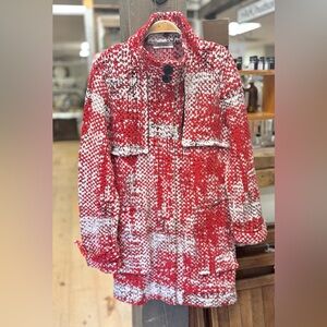 Aldomartins Barcelona Red White Cardigan Sweater Coat 8